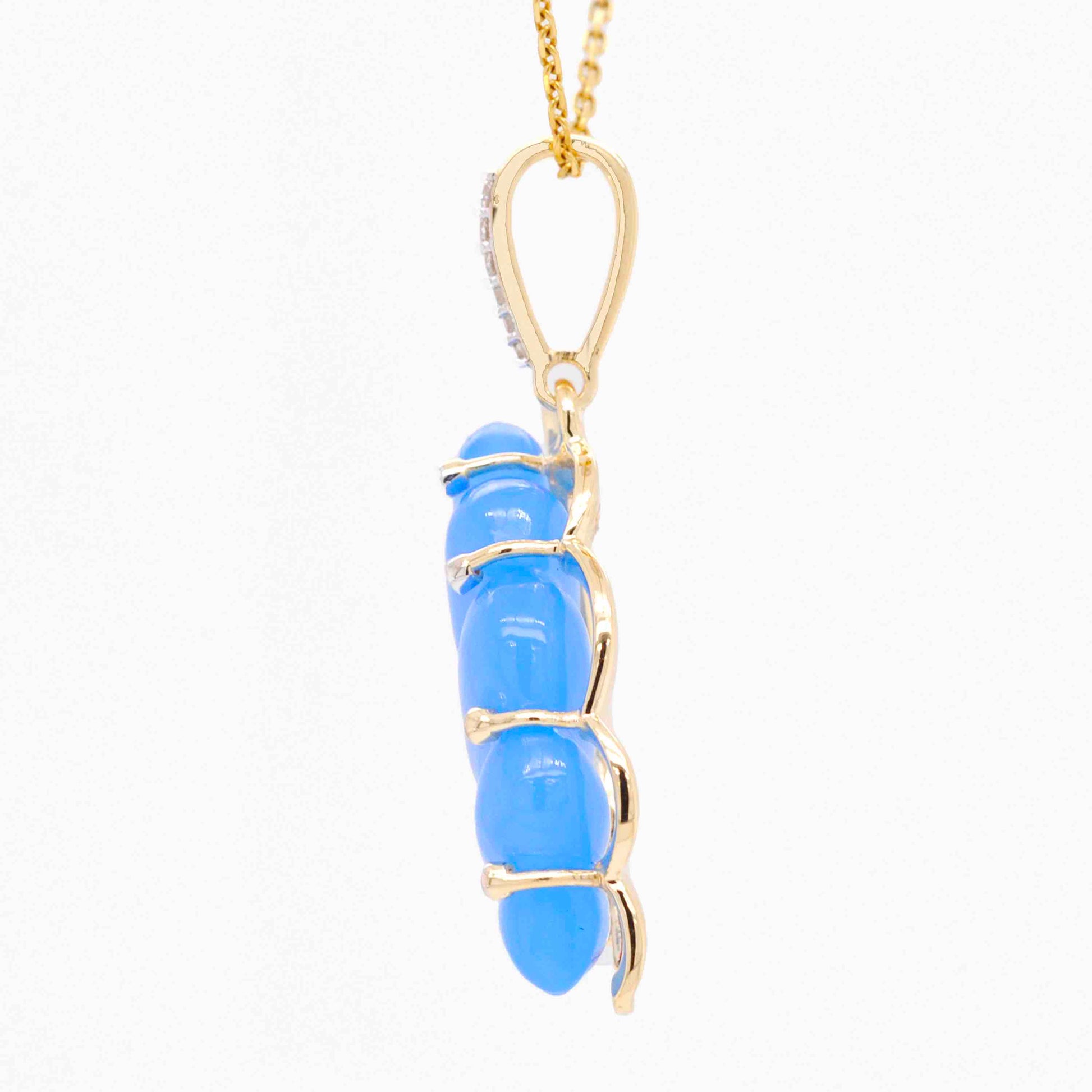 Pink Toumaline & Blue Chalcedony Diamond Pendant