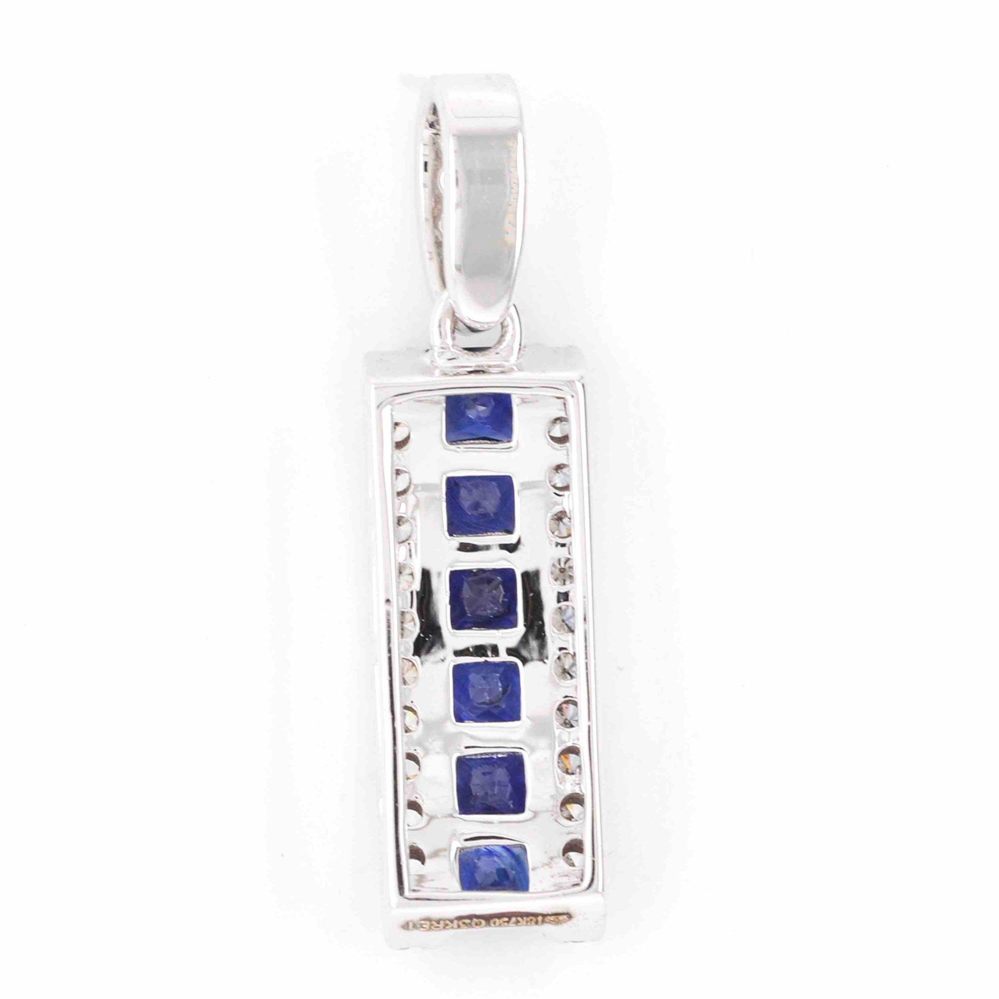 18K White Gold Blue Sapphire Diamond Pendant - Vaibhav Dhadda Jewelry