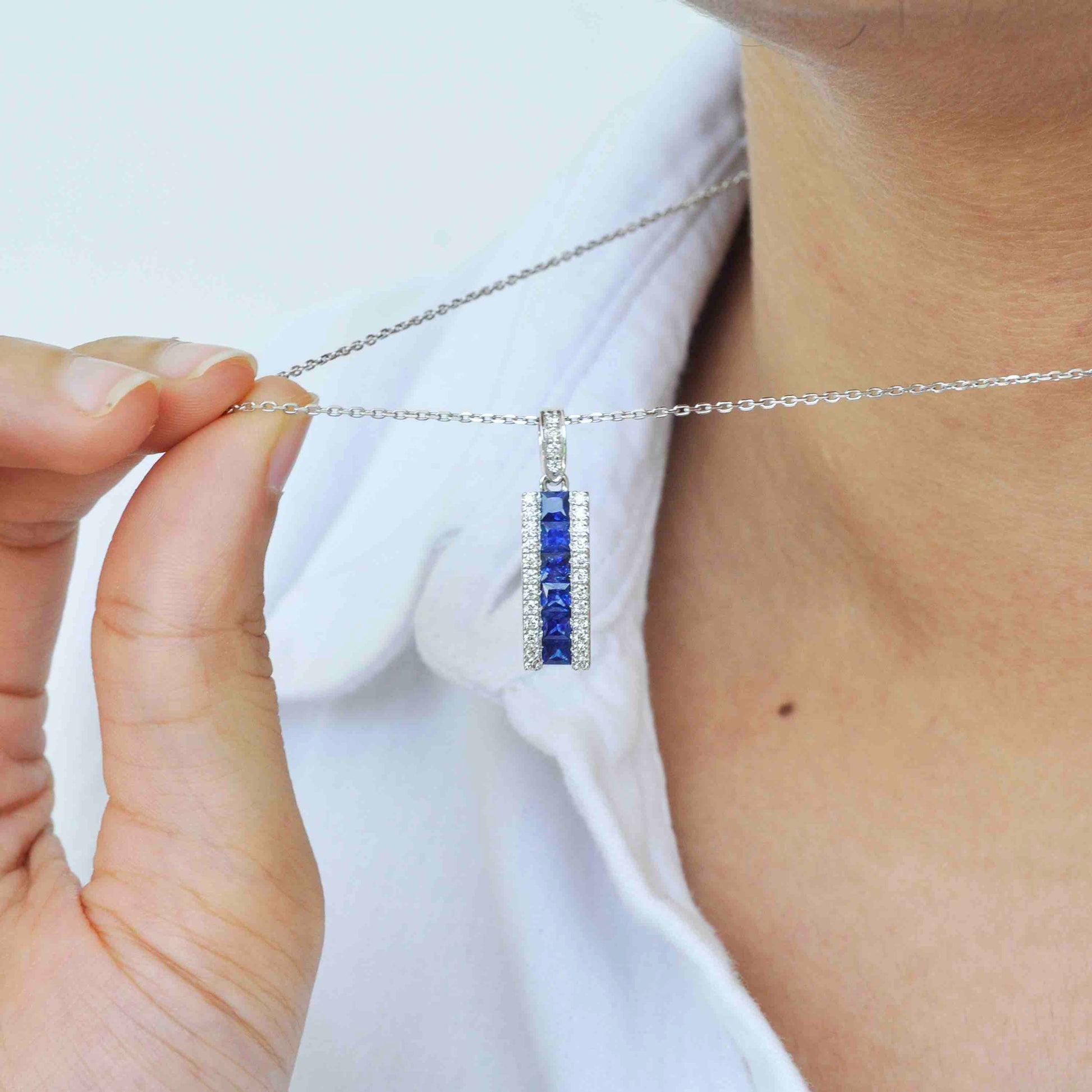 blue sapphire pendant necklace designs