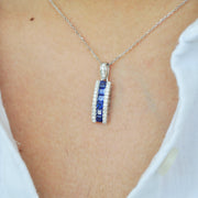Linear Blue Sapphire Diamond Pendant