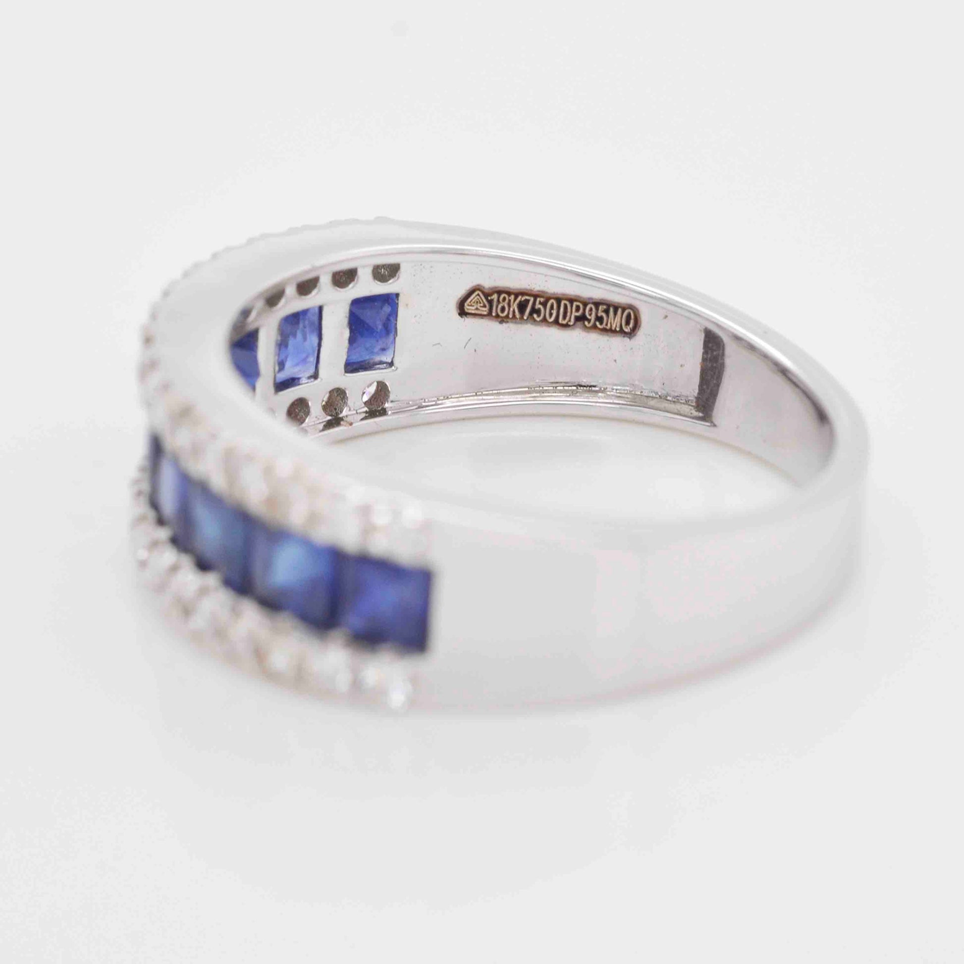 blue sapphire and diamond band ring