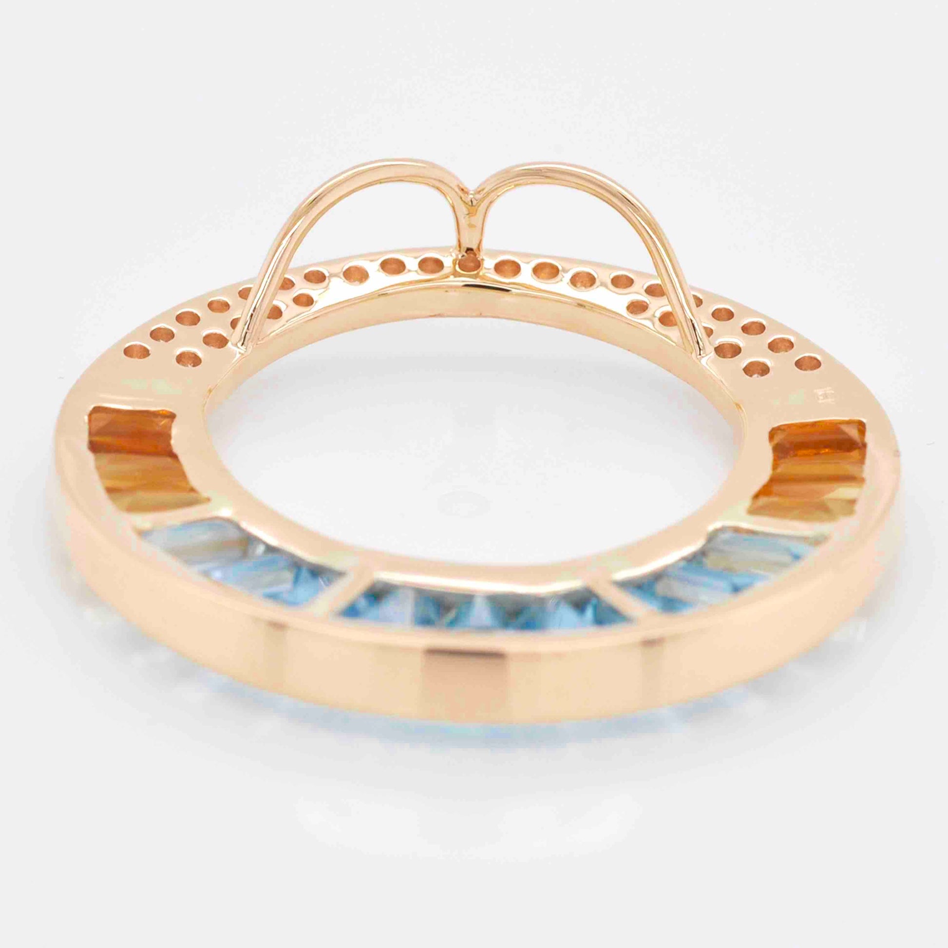 18K Gold Blue Topaz Citrine Cleopatra Diamond Pendant Necklace - Vaibhav Dhadda Jewelry