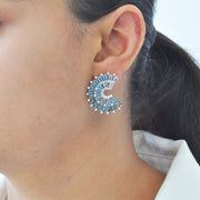 Orbit Blue Topaz Diamond Earrings