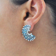 Orbit Blue Topaz Diamond Earrings
