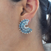 Orbit Blue Topaz Diamond Earrings