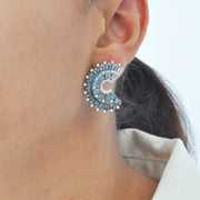 Orbit Blue Topaz Diamond Earrings