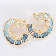 Lotus Blue Topaz & Diamond Earrings
