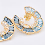 Lotus Blue Topaz & Diamond Earrings