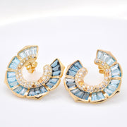 Lotus Blue Topaz & Diamond Earrings