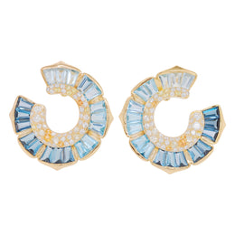 Lotus Blue Topaz & Diamond Earrings