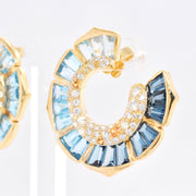 Lotus Blue Topaz & Diamond Earrings