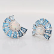 Blue Topaz Opal Earrings