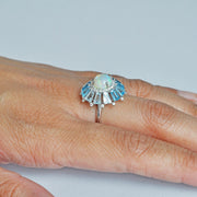 Blue Topaz Opal Ring