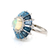 Blue Topaz Opal Ring
