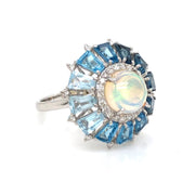 Blue Topaz Opal Ring
