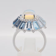 Detailed view of the gemstone setting craftsmanship.