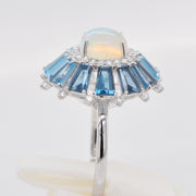 Blue Topaz Opal Ring