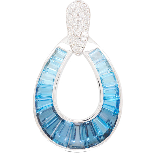Blue topaz pendant necklace diamond