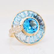 Circle Blue Topaz Rotating Ring