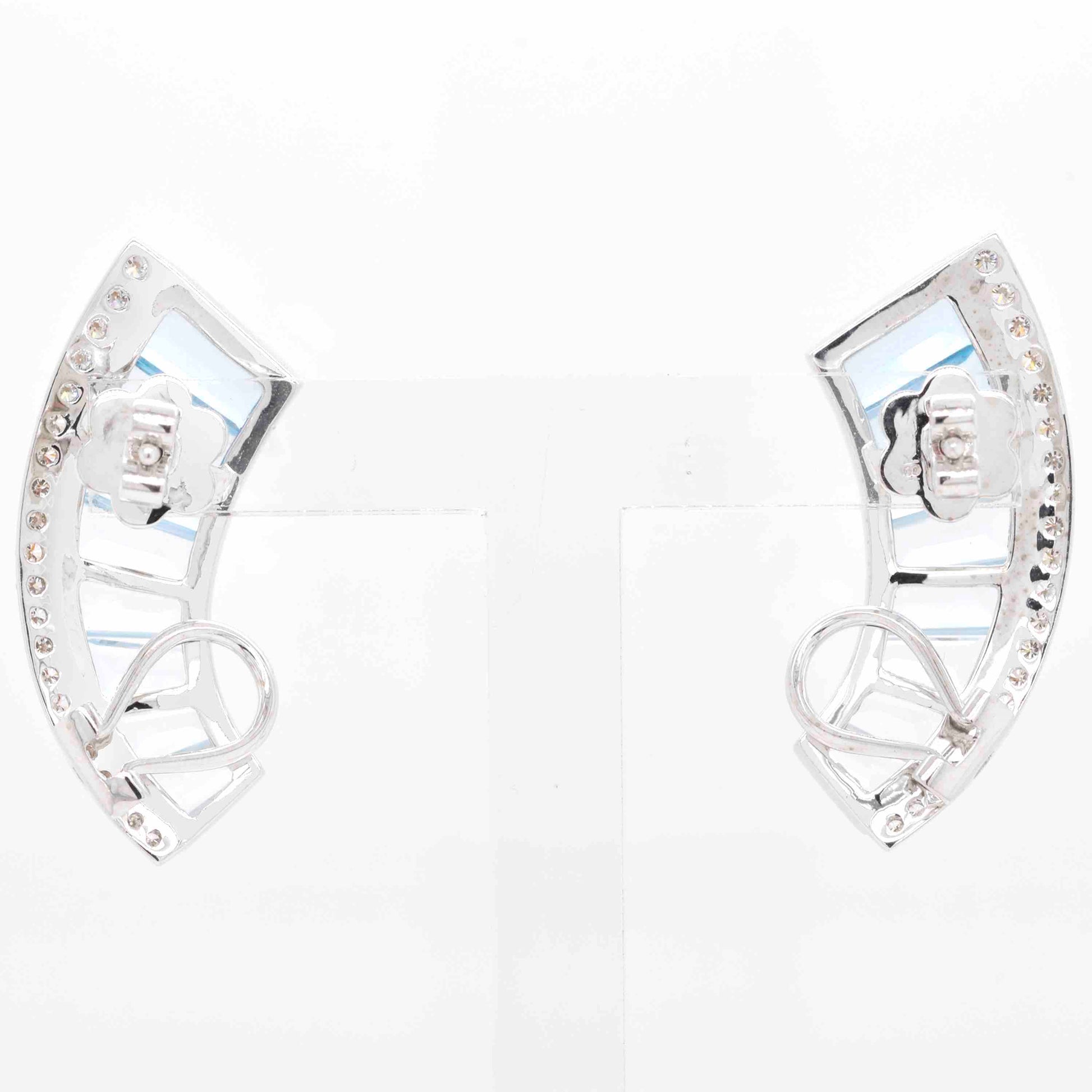 18K Gold Blue Topaz Sword Crawler Diamond Stud Earrings - Vaibhav Dhadda Jewelry