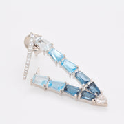 Blue Topaz V Shaped Hoop Earrings