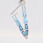 Blue Topaz V Shaped Hoop Earrings