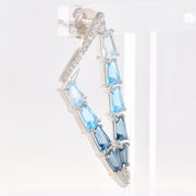 Blue Topaz V Shaped Hoop Earrings