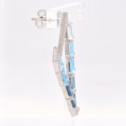 Blue Topaz V Shaped Hoop Earrings