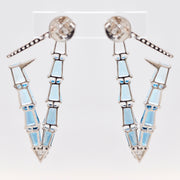 Blue Topaz V Shaped Hoop Earrings