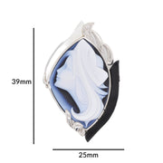 Hand-Carved Agate Lady Pendant Brooch