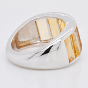Sterling Silver Shaded Citrine Baguette Band Ring - Vaibhav Dhadda Jewellery