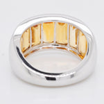 Sterling Silver Shaded Citrine Baguette Band Ring - Vaibhav Dhadda Jewellery
