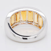 Sterling Silver Shaded Citrine Baguette Band Ring - Vaibhav Dhadda Jewellery