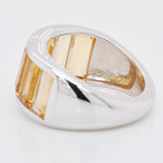 Sterling Silver Shaded Citrine Baguette Band Ring - Vaibhav Dhadda Jewellery