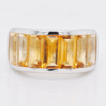 Sterling Silver Shaded Citrine Baguette Band Ring - Vaibhav Dhadda Jewellery