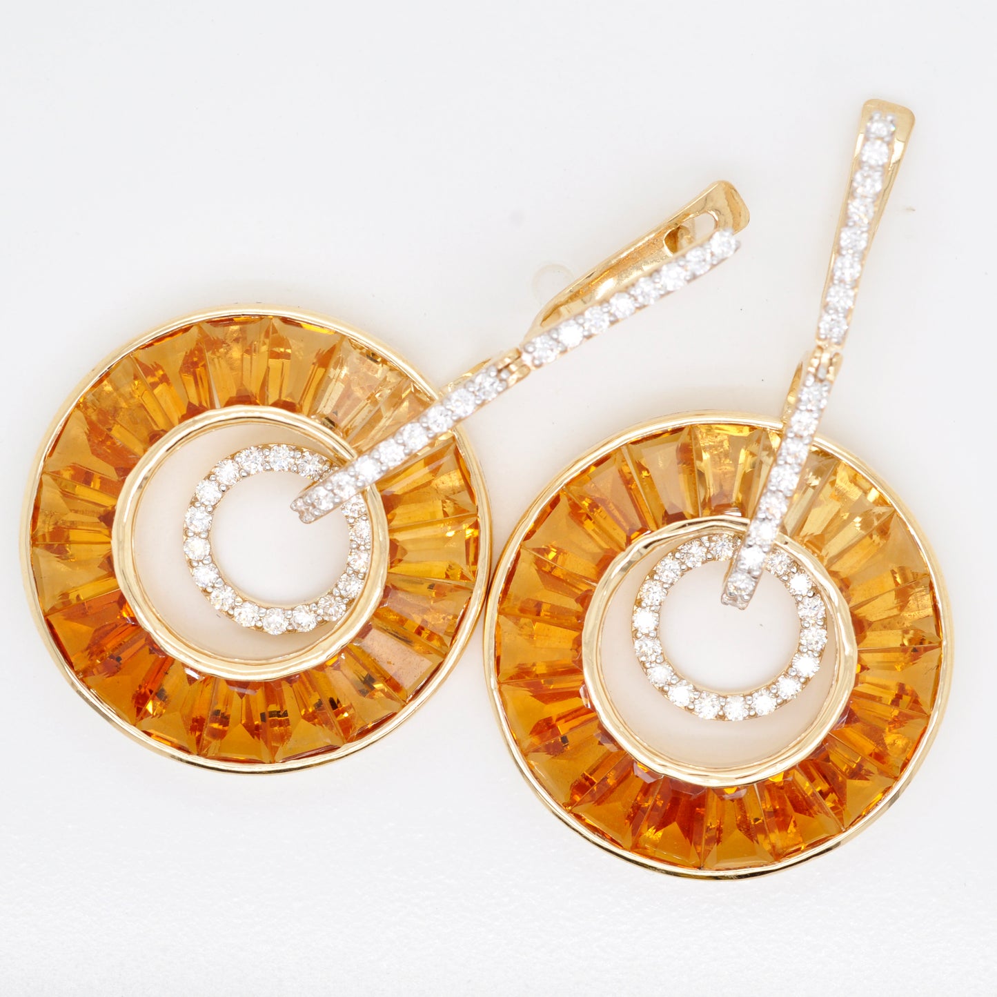 Circle Citrine Dangle Set