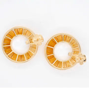 Circle Citrine Diamond Earrings