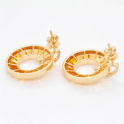 Circle Citrine Diamond Earrings