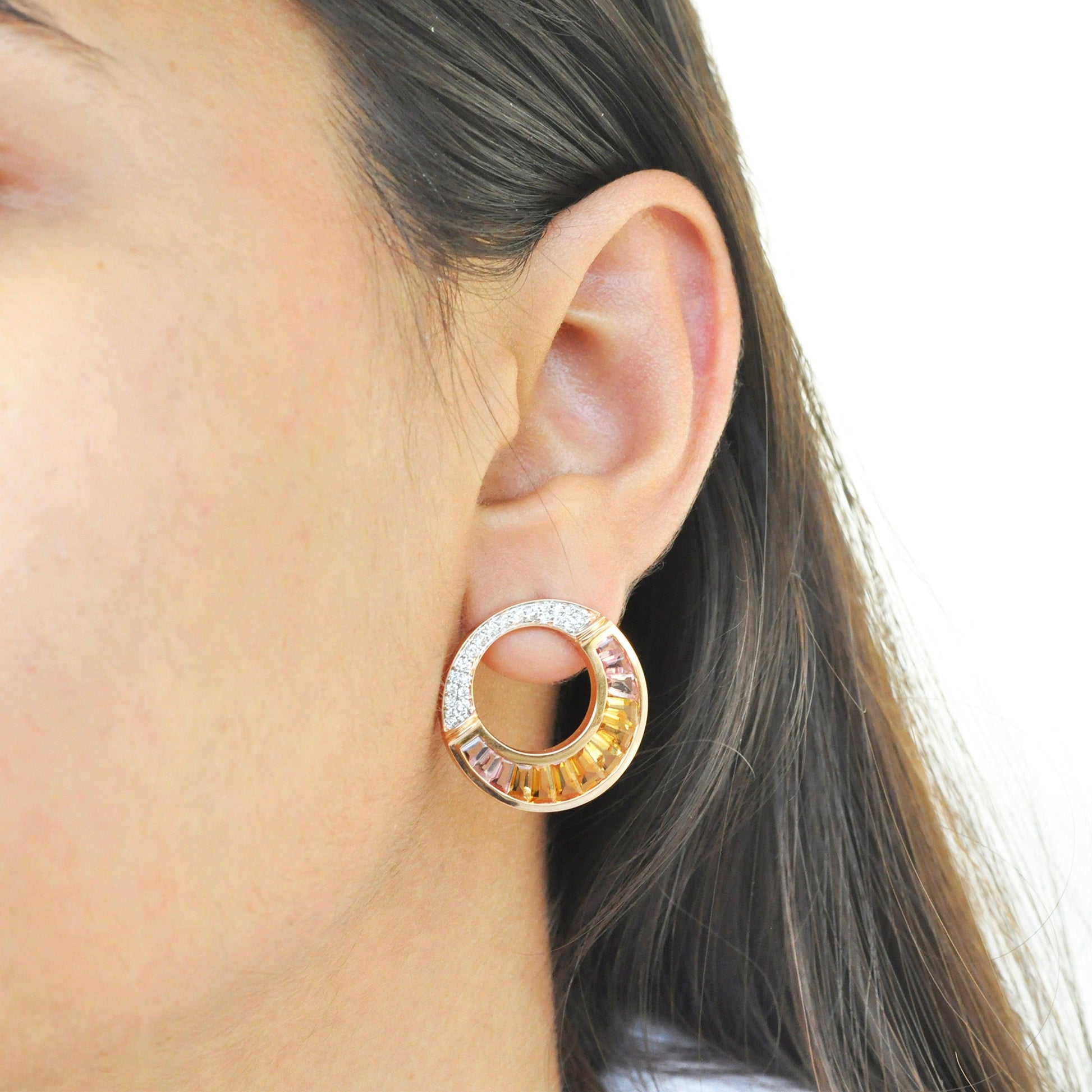 Citrine pink tourmaline earrings