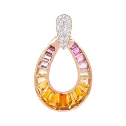 Doorknocker Citrine Pink Tourmaline Pendant