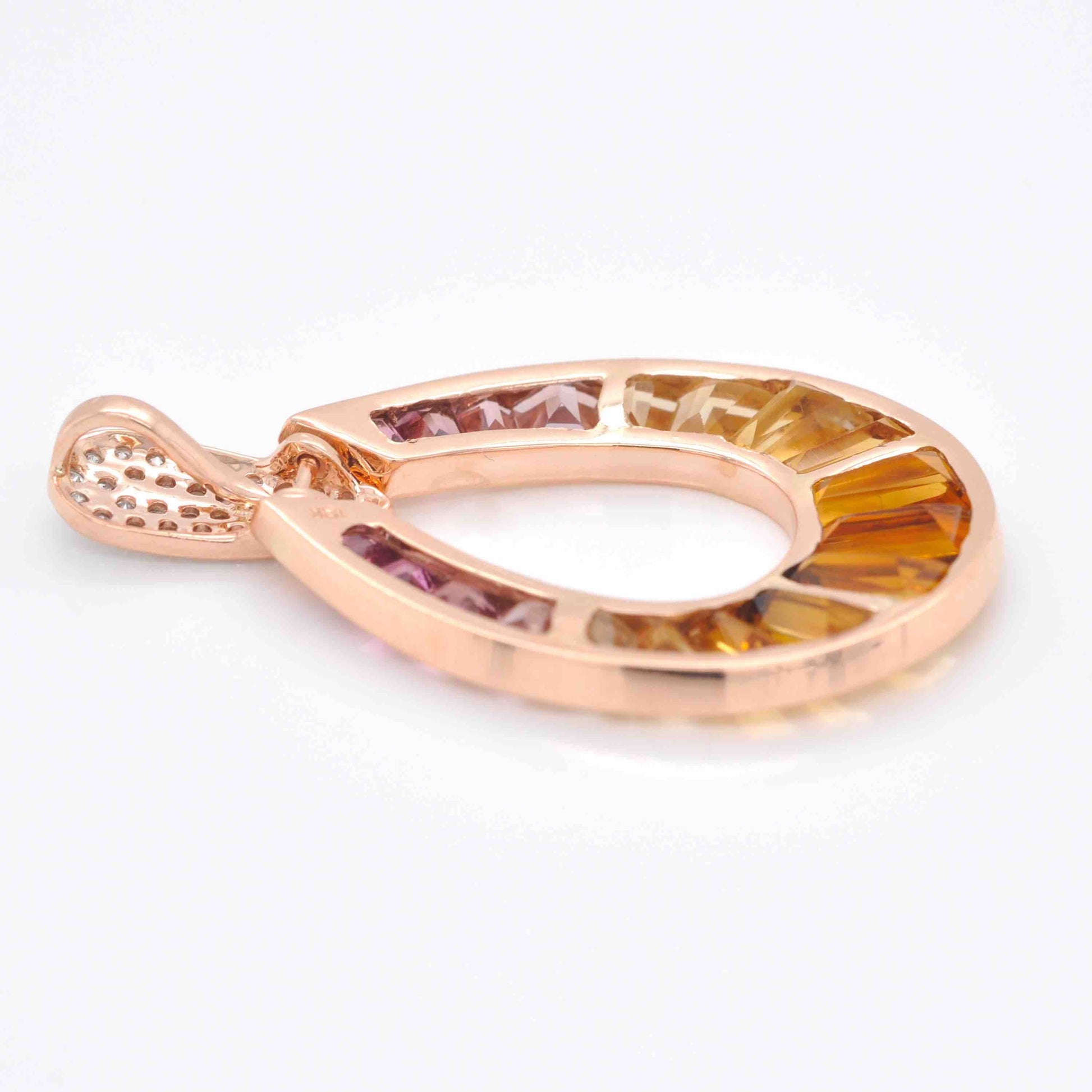 18K Gold Citrine Pink Tourmaline Diamond Raindrop Set - Vaibhav Dhadda Jewelry