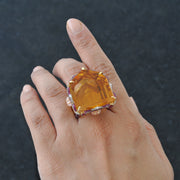 Hand Carved Taj Mahal Citrine Statement Ring