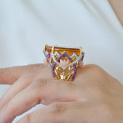 Hand Carved Taj Mahal Citrine Statement Ring
