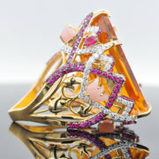 Hand Carved Taj Mahal Citrine Statement Ring