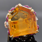Hand Carved Taj Mahal Citrine Statement Ring
