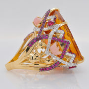 Hand Carved Taj Mahal Citrine Statement Ring