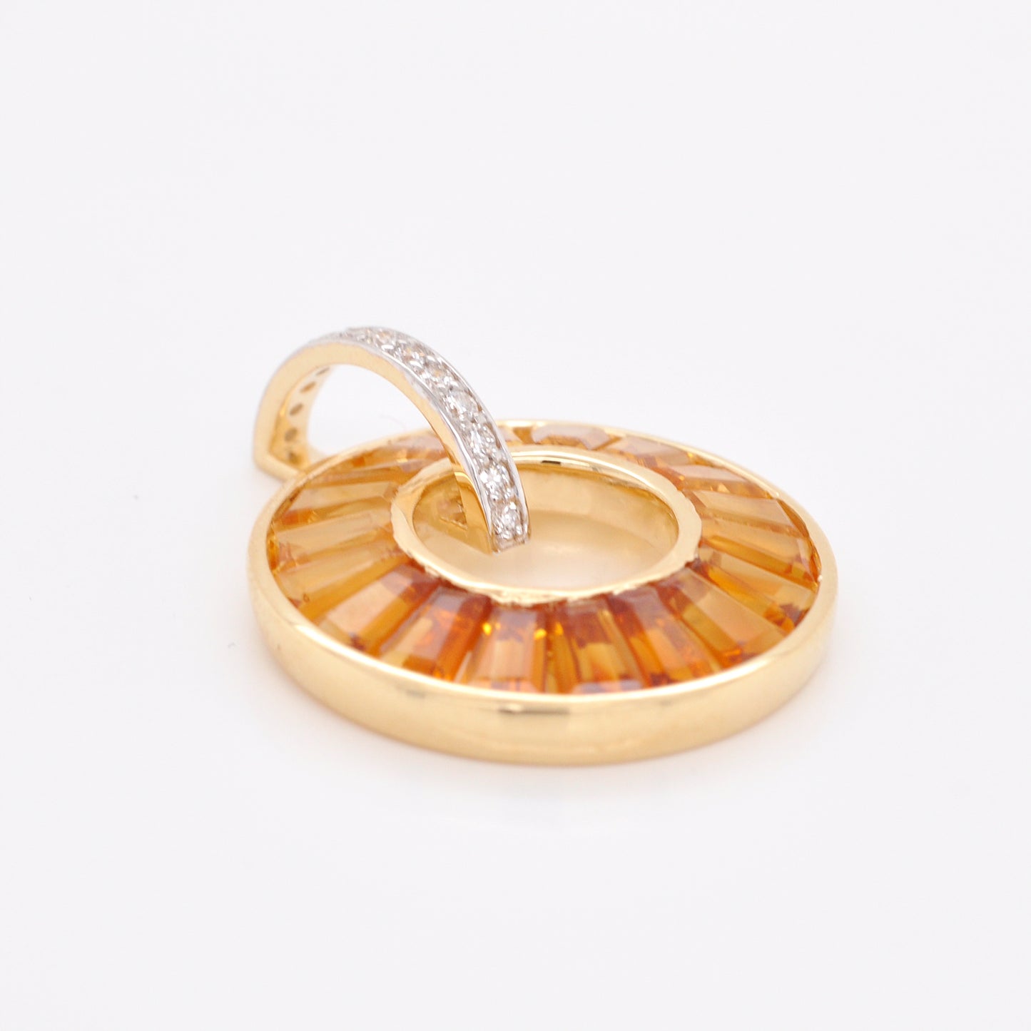 Circle Citrine Diamond Pendant
