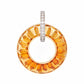 18K Gold Citrine Diamond Circle Pendant Necklace