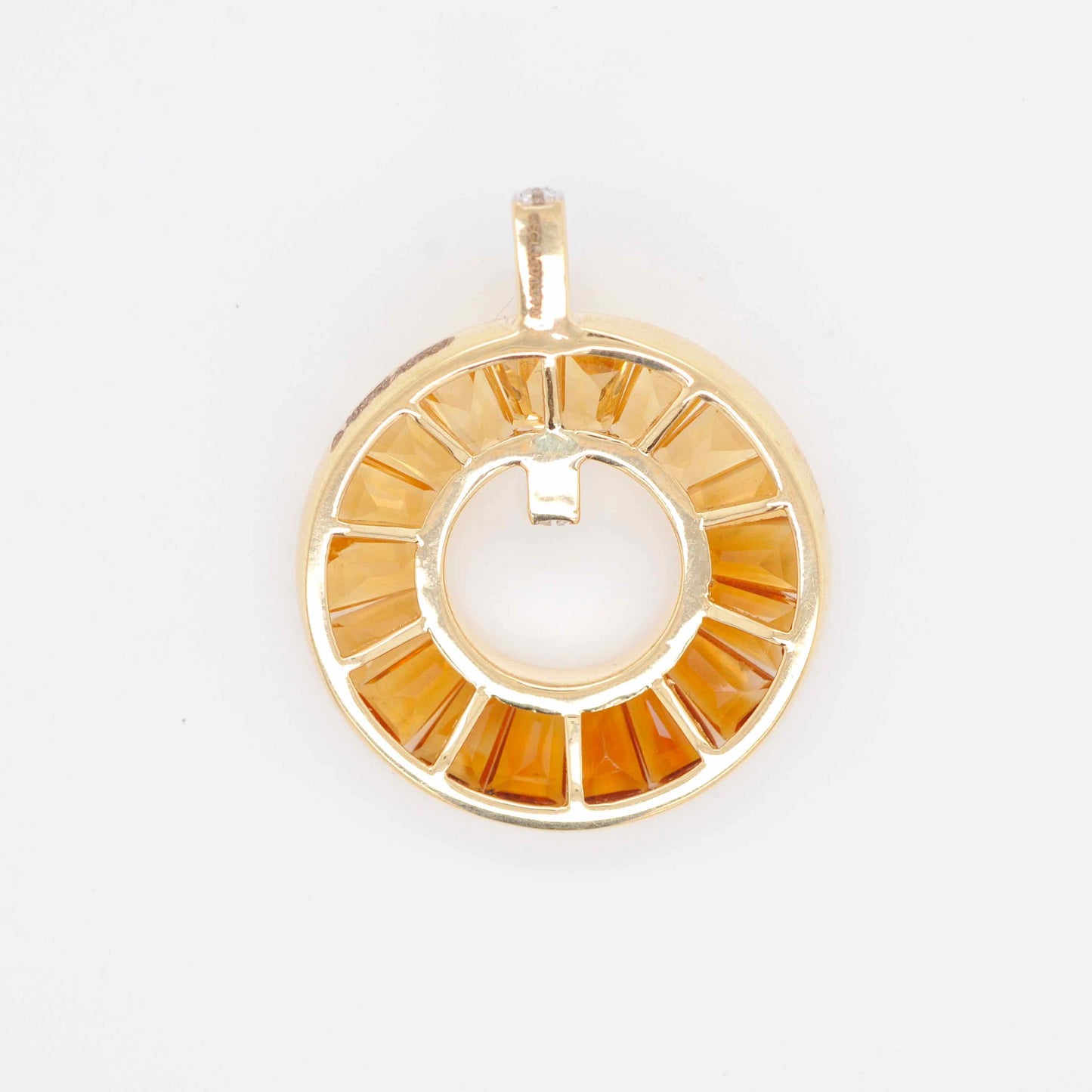 Circle Citrine Diamond Pendant