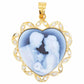 18K Gold Valentine Couple Cameo Carved Heart Pendant